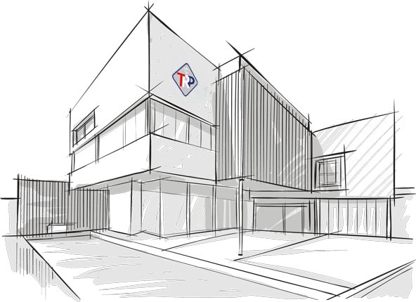 Karakalem proje çizimi üzerinde TRP Turkish Properties Logosu